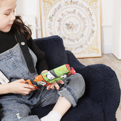 Kids Sofa, 2-in-1 Flip-Out Foam Couch with Soft Sherpa Cover, Cozy Play Lounge Chair, Dark Blue